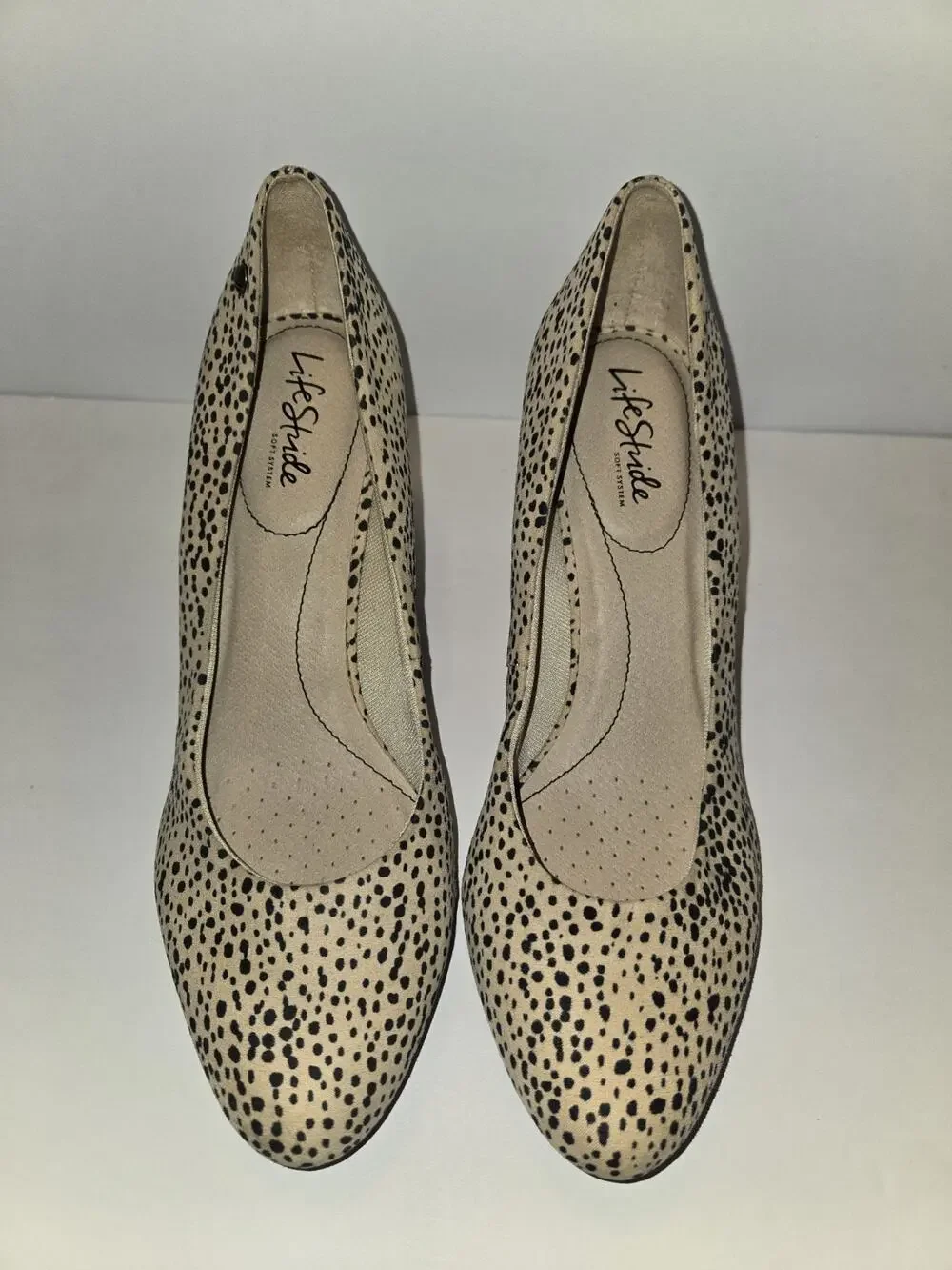Life Stride US Womens Size 10M Kitten Heels Pumps Dress Shoes Leopard Spots EUC